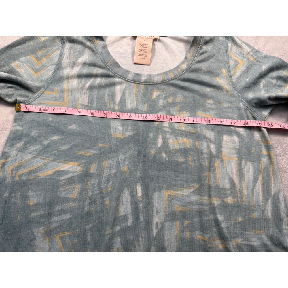 Philosophy Shirt Womens Large Blue Shark Bite Long Sleeve Tunic Print Artsy A13 - Picture 3 of 7